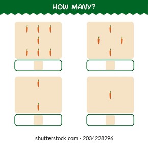 How many cartoon carrot. Counting game. Educational game for pre shool years kids and toddlers