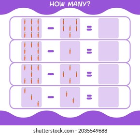 How many cartoon carrot. Counting game. Educational game for pre school years kids and toddlers