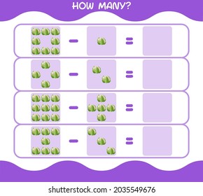 How many cartoon cauliflower. Counting game. Educational game for pre school years kids and toddlers