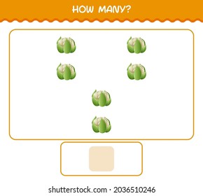 How many cartoon cauliflower. Counting game. Educational game for pre shool years kids and toddlers
