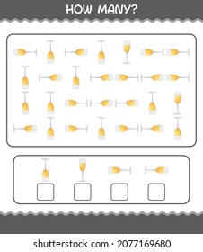 How many cartoon champagne glass. Counting game. Educational game for pre shool years kids and toddlers