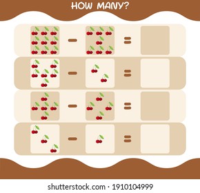 How many cartoon cherry. Counting game. Educational game for pre shool years kids and toddlers