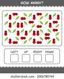 How many cartoon cherry. Counting game. Educational game for pre shool years kids and toddlers