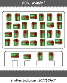 How many cartoon christmas card. Counting game. Educational game for pre shool years kids and toddlers