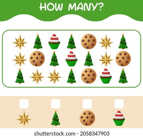 How many cartoon christmas. Counting game. Educational game for pre shool years kids and toddlers