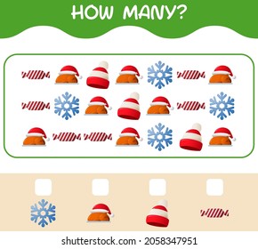 How many cartoon christmas. Counting game. Educational game for pre shool years kids and toddlers