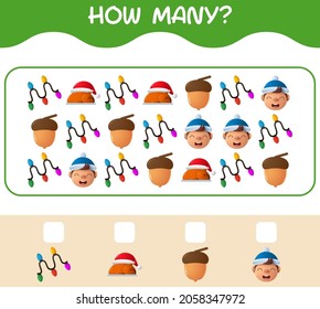 How many cartoon christmas. Counting game. Educational game for pre shool years kids and toddlers