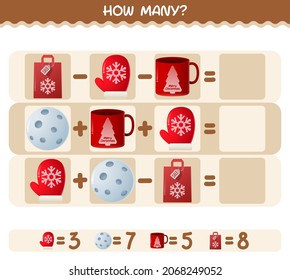 How many cartoon christmas. Counting game. Educational game for pre shool years kids and toddlers