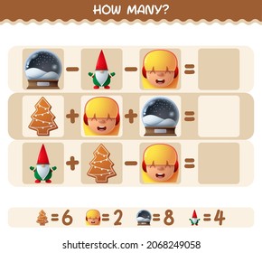 How many cartoon christmas. Counting game. Educational game for pre shool years kids and toddlers