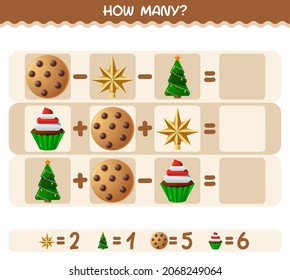 How many cartoon christmas. Counting game. Educational game for pre shool years kids and toddlers