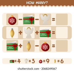 How many cartoon christmas. Counting game. Educational game for pre shool years kids and toddlers