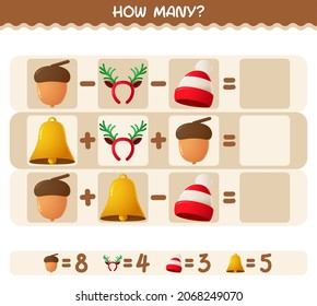 How many cartoon christmas. Counting game. Educational game for pre shool years kids and toddlers