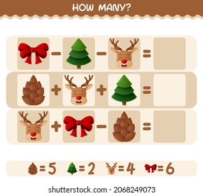 How many cartoon christmas. Counting game. Educational game for pre shool years kids and toddlers