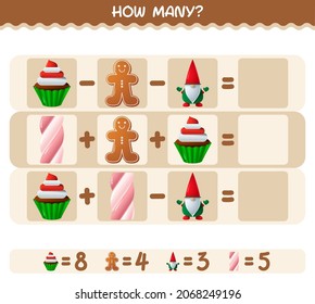 How many cartoon christmas. Counting game. Educational game for pre shool years kids and toddlers