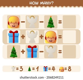 How many cartoon christmas. Counting game. Educational game for pre shool years kids and toddlers