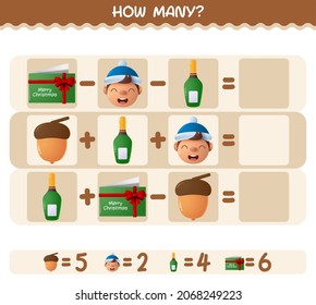 How many cartoon christmas. Counting game. Educational game for pre shool years kids and toddlers