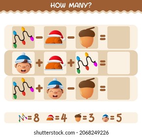 How many cartoon christmas. Counting game. Educational game for pre shool years kids and toddlers