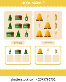 How many cartoon christmas. Counting game. Educational game for pre shool years kids and toddlers
