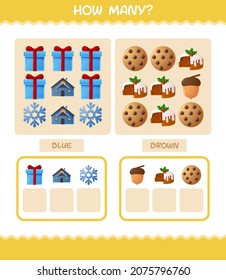 How many cartoon christmas. Counting game. Educational game for pre shool years kids and toddlers