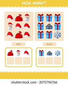 How many cartoon christmas. Counting game. Educational game for pre shool years kids and toddlers