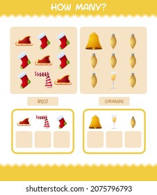 How many cartoon christmas. Counting game. Educational game for pre shool years kids and toddlers