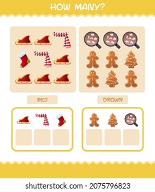 How many cartoon christmas. Counting game. Educational game for pre shool years kids and toddlers