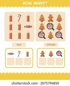 How many cartoon christmas. Counting game. Educational game for pre shool years kids and toddlers