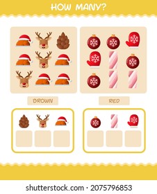 How many cartoon christmas. Counting game. Educational game for pre shool years kids and toddlers