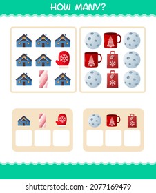 How many cartoon christmas. Counting game. Educational game for pre shool years kids and toddlers