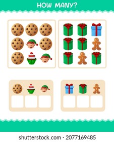 How many cartoon christmas. Counting game. Educational game for pre shool years kids and toddlers