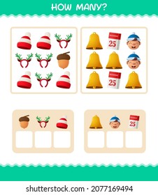 How many cartoon christmas. Counting game. Educational game for pre shool years kids and toddlers