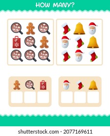 How many cartoon christmas. Counting game. Educational game for pre shool years kids and toddlers