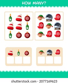 How many cartoon christmas. Counting game. Educational game for pre shool years kids and toddlers