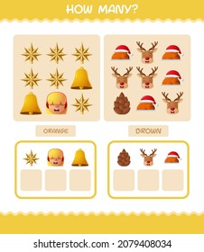How many cartoon christmas. Counting game. Educational game for pre shool years kids and toddlers