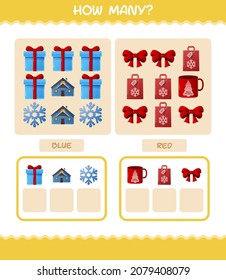 How many cartoon christmas. Counting game. Educational game for pre shool years kids and toddlers