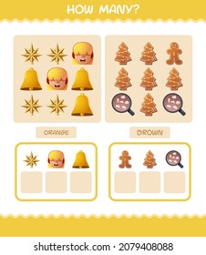 How many cartoon christmas. Counting game. Educational game for pre shool years kids and toddlers
