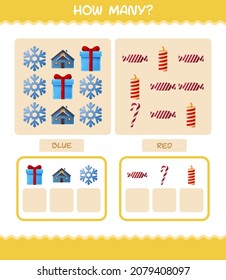How many cartoon christmas. Counting game. Educational game for pre shool years kids and toddlers