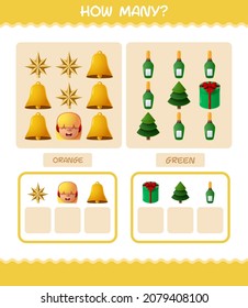 How many cartoon christmas. Counting game. Educational game for pre shool years kids and toddlers