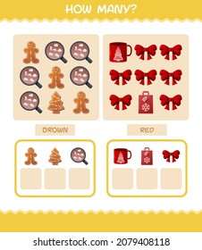 How many cartoon christmas. Counting game. Educational game for pre shool years kids and toddlers