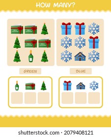 How many cartoon christmas. Counting game. Educational game for pre shool years kids and toddlers