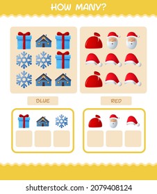 How many cartoon christmas. Counting game. Educational game for pre shool years kids and toddlers