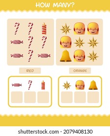 How many cartoon christmas. Counting game. Educational game for pre shool years kids and toddlers