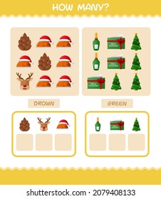 How many cartoon christmas. Counting game. Educational game for pre shool years kids and toddlers