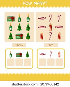 How many cartoon christmas. Counting game. Educational game for pre shool years kids and toddlers