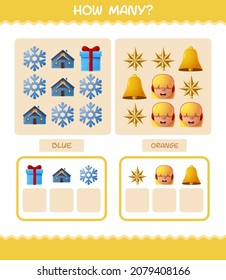 How many cartoon christmas. Counting game. Educational game for pre shool years kids and toddlers