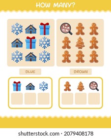 How many cartoon christmas. Counting game. Educational game for pre shool years kids and toddlers
