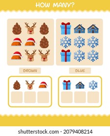 How many cartoon christmas. Counting game. Educational game for pre shool years kids and toddlers