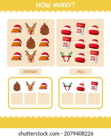 How many cartoon christmas. Counting game. Educational game for pre shool years kids and toddlers
