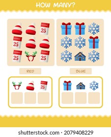 How many cartoon christmas. Counting game. Educational game for pre shool years kids and toddlers