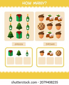 How many cartoon christmas. Counting game. Educational game for pre shool years kids and toddlers
